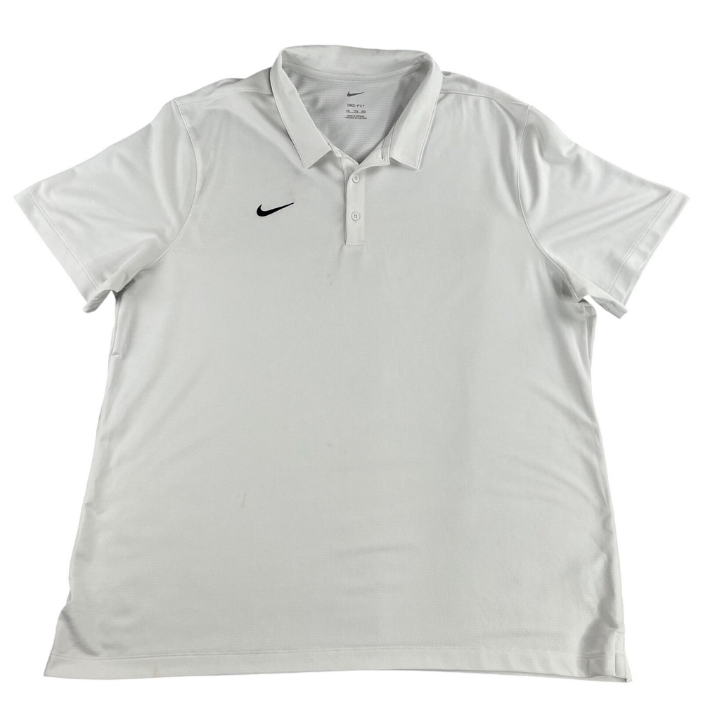 Nike Dri FIT Golf Polo 2XL White Men Short Sleeve Performance Athletic CI4470